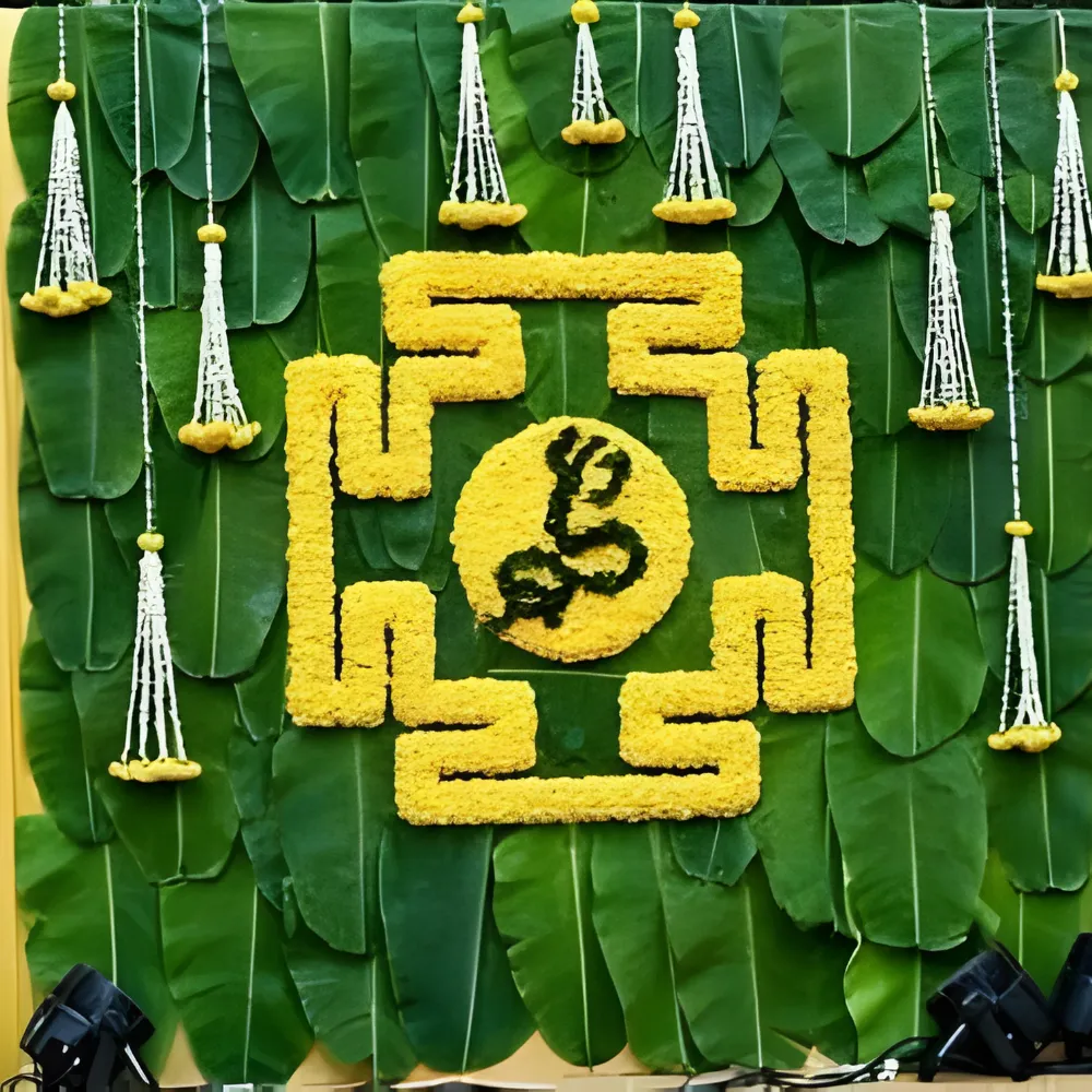 Traditional Banana Leaf Stage Decor - Image 3
